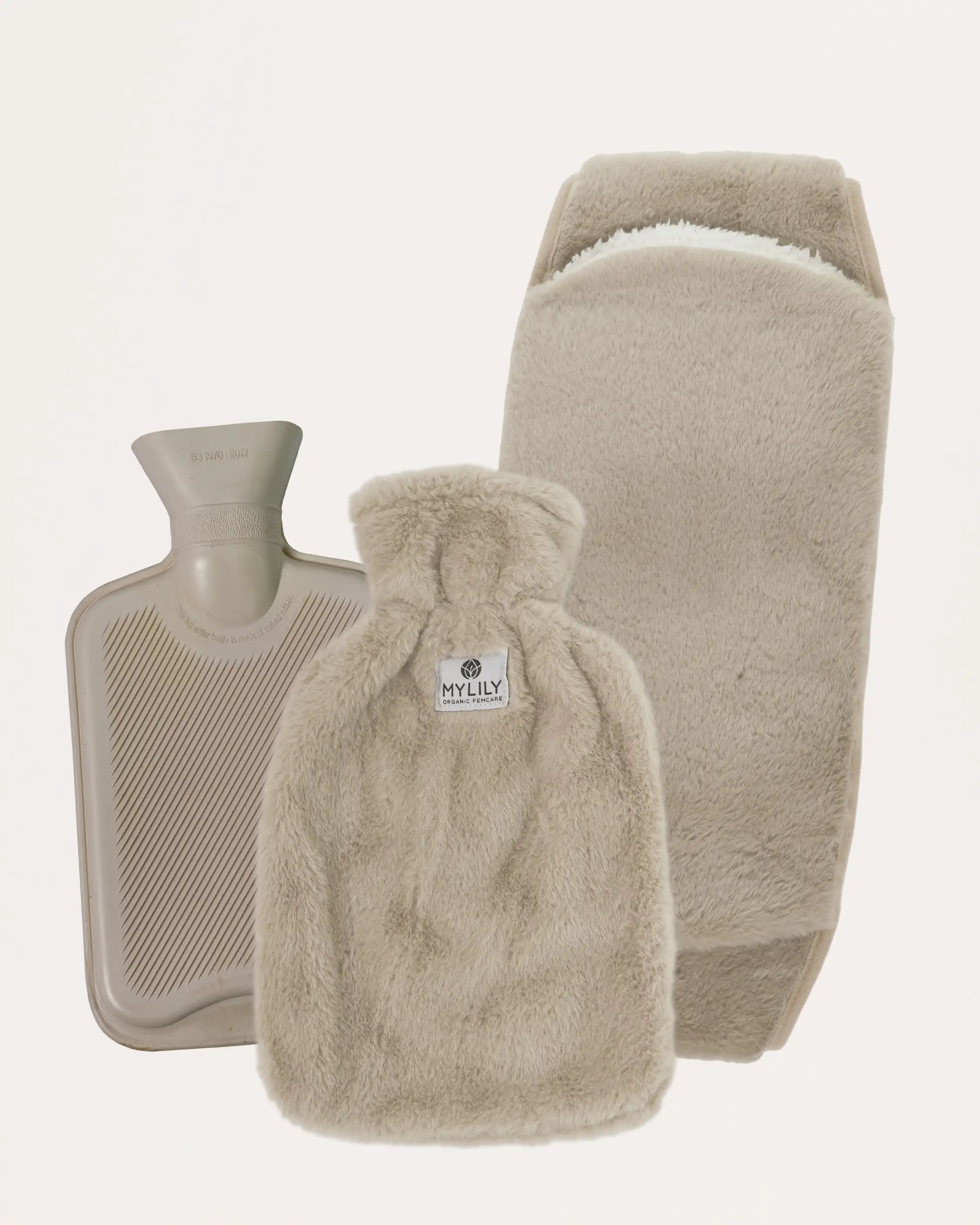 MYLILY Wärmflaschengürtel, Wärmflasche und Wärmflaschenbezug in beige #farbe_beige