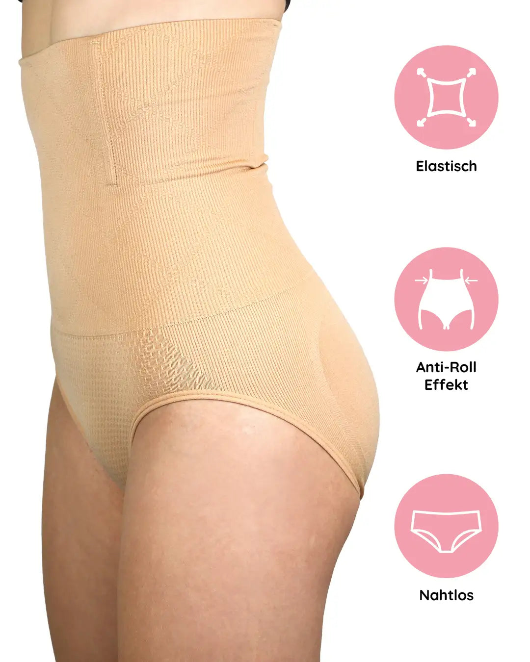 Die MYLILY Shapewear in beige ist ideal für feierliche Anlässe ohne aufrollen, nahtlos und elastisch.#farbe_beige