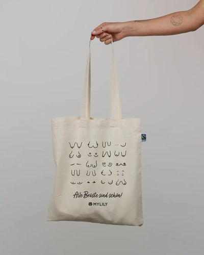 Jutebeutel im Brüste Design von MYLILY aus 100% Baumwolle, fair produziert & nachhaltig. Alle Brüste sind schön ist unser Motto.