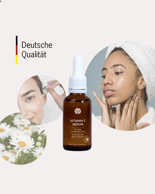 In Deutschland hergestelltes Vitamin C Serum für eine gesunde, strahlende Haut. Naturkosmetikprodukte von MYLILY