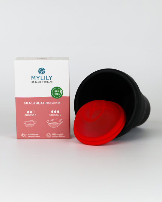 Die Menstruationsscheiben von MYLILY für eine nachhaltige Menstruation. Aus 100% medizinischem Silikon als nachhaltiges Periodenprodukt. 