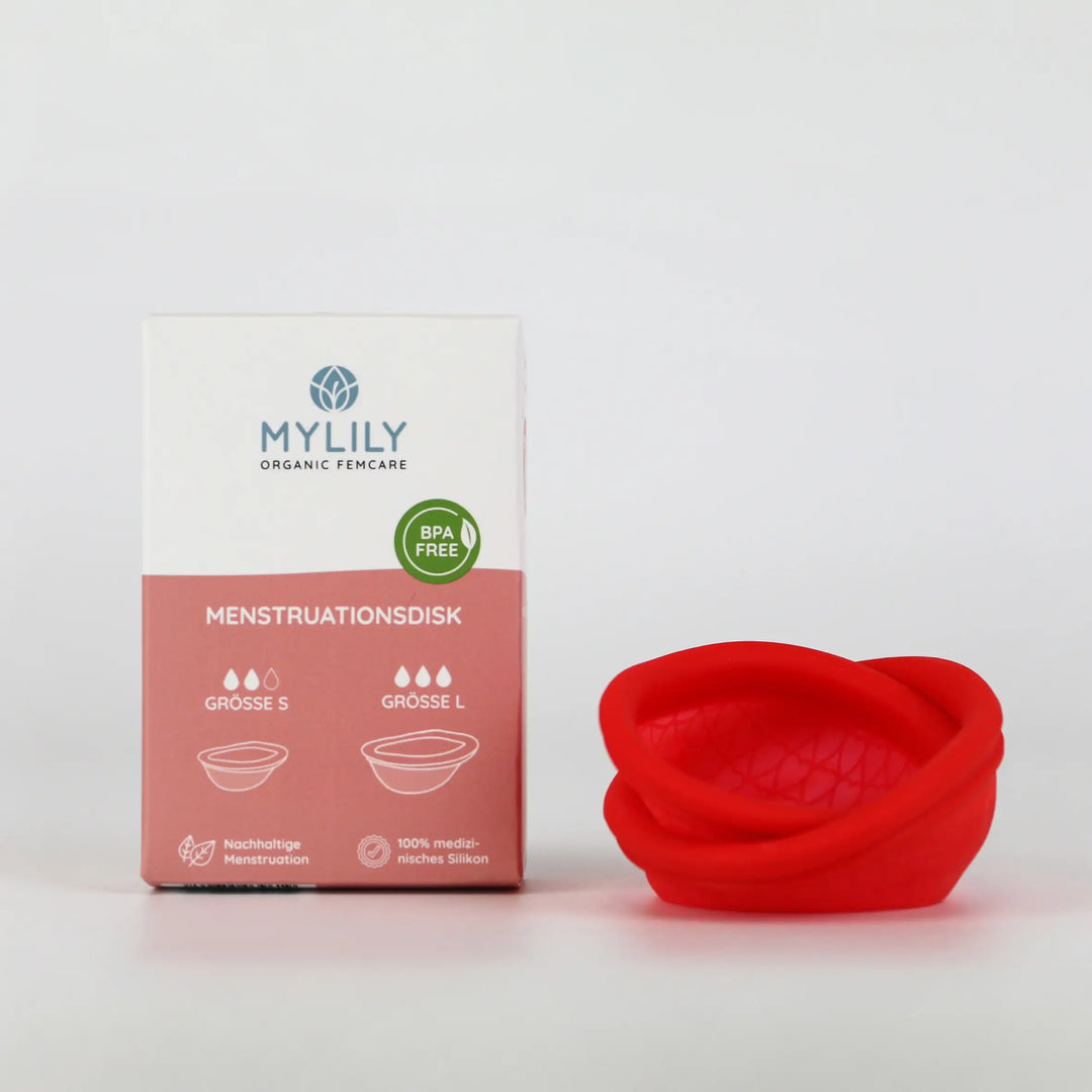 Die Menstruationsscheiben von MYLILY für eine nachhaltige Menstruation. Aus 100% medizinischem Silikon als nachhaltiges Periodenprodukt. 