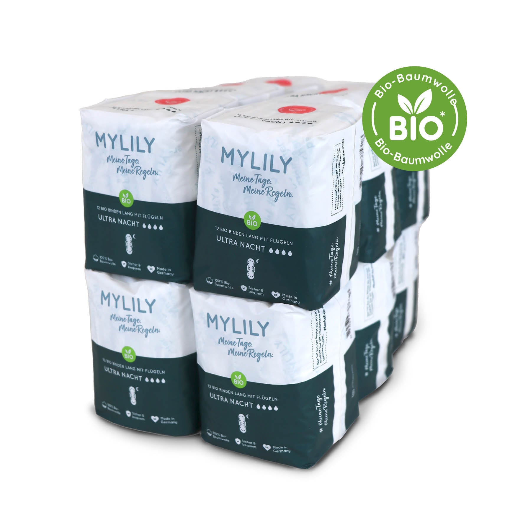 Die MYLILY Nachtbinden sind extra lang und haben zusätzlich kleine Flügel. So fördert ihr den Zugang zu erschwinglichen Hygieneprodukten und periodenfreundlichen Sanitäreinrichtungen in Schulen, Hotels, Schwimmbädern, Fitnessclubs, Wellness-Centern, Universitäten und Hochschulen.