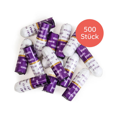 Tampon Super im mini Bulk 500 Stück für unsere B2B Kunden aus Baumwolle und frei von Chemikalien