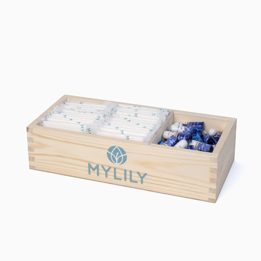 MYLILY Tampon und Binden Holzbox zur Bereitstellung von kostenlosen Periodenprodukten auf Toiletten