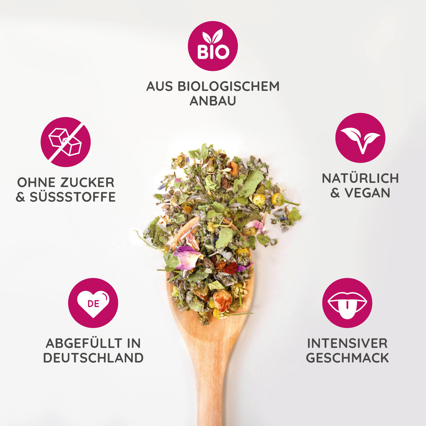 MYLILY Wechselwundertee aus biologischem Anbau, natürldich & vegan, ohne zucker und süssstoffe, agefüllt in deutschland und mit intensivem Geschmack.